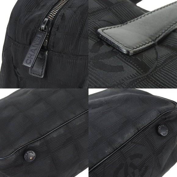 CHANEL Handbag New Line No. 6 Coco Mark Jacquard Nylon Leather Black Women's - Picture 9 of 11